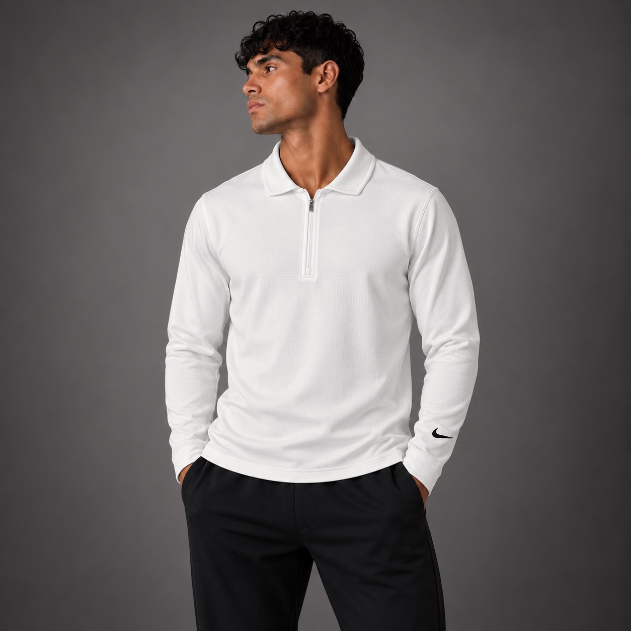 Sudadera Nike 1/4 zip blanca talla L